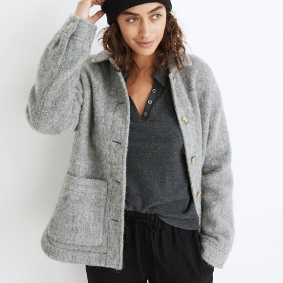 Madewell Walton Shirt-Jacket Wool & Alpaca Blend Oversized Grey Women's Sz Small - Picture 1 of 13